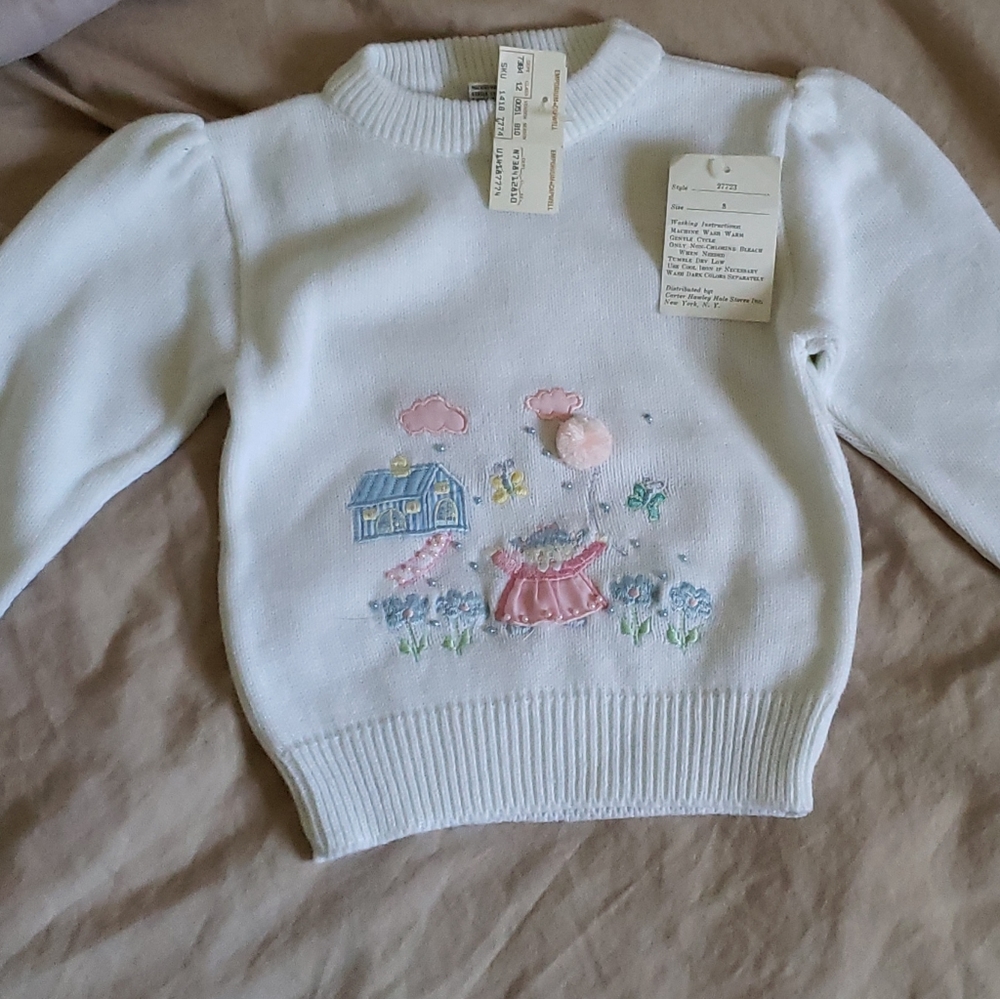 Vintage Puzzles Spring Themed Baby Sweater Size 3